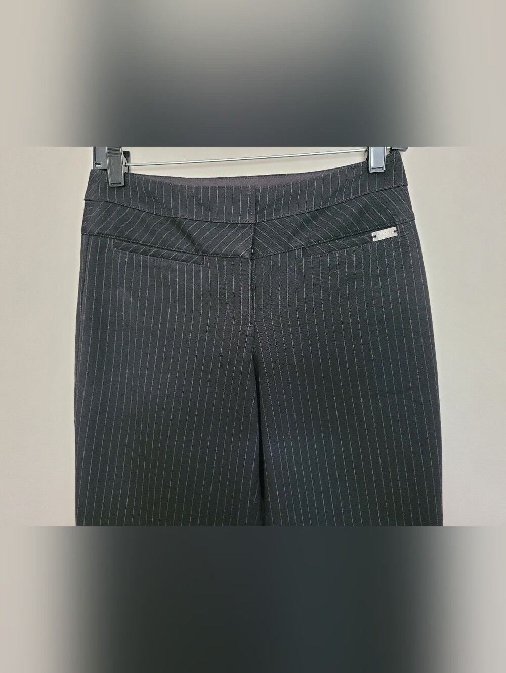 Express Editor Black Striped Bootcut Mid-Rise Dress Pants 00R/XS - Picture 13 of 16